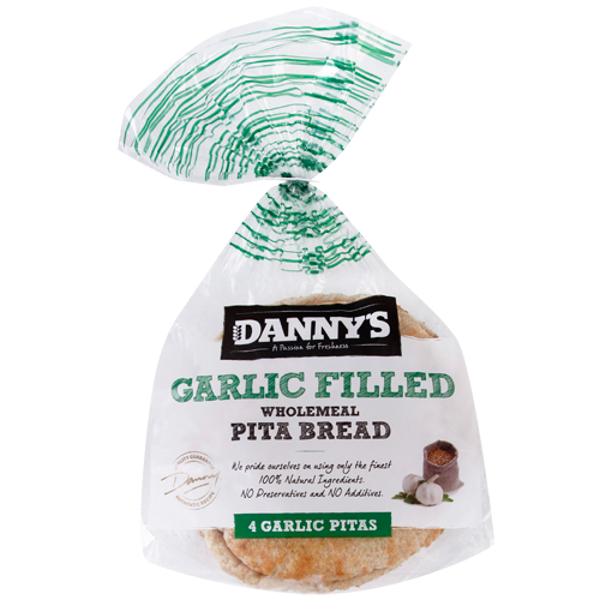 Danny's Wholemeal Garlic Pita Bread 4ea