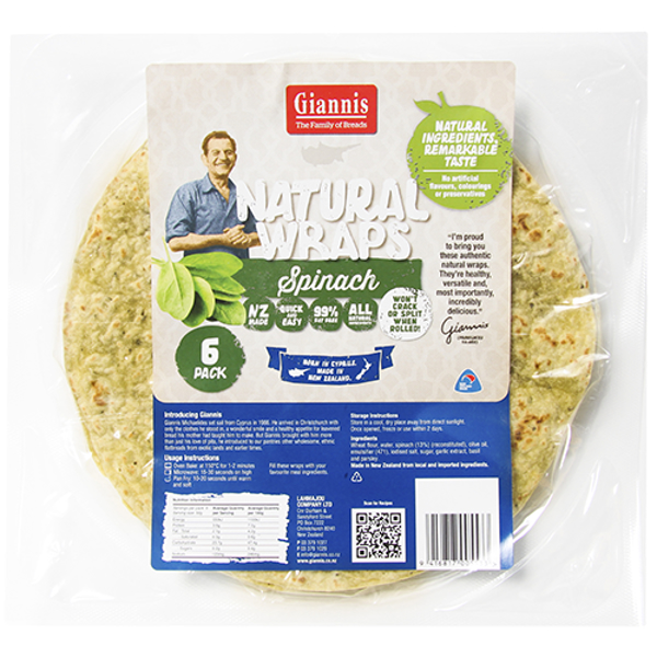 Giannis Spinach Natural Wraps 6ea