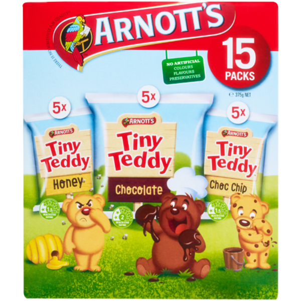Arnott's Arnotts Tiny Teddy Plain Biscuits Variety Pak 375g (25g x 15pk)