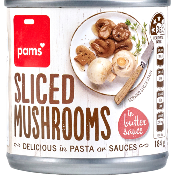 Pams Mushrooms In Butter Sauce 184g