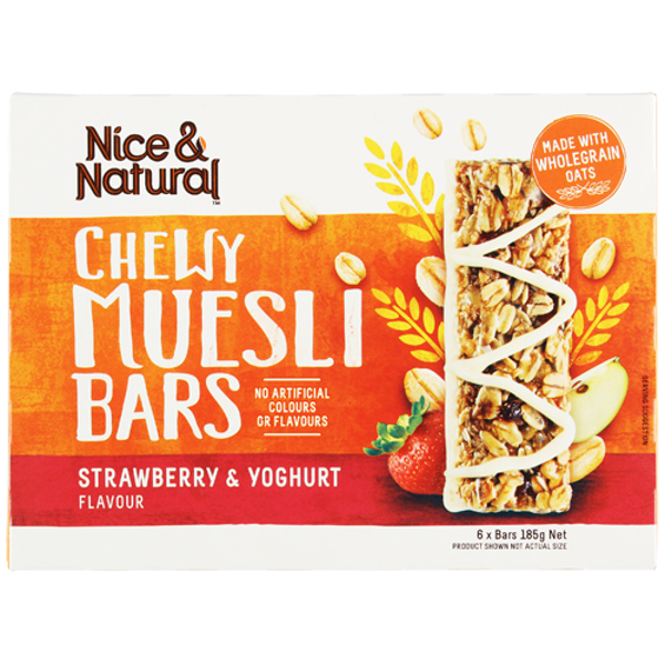 Nice & Natural Strawberry Yoghurt Chewy Muesli Bars 6pk