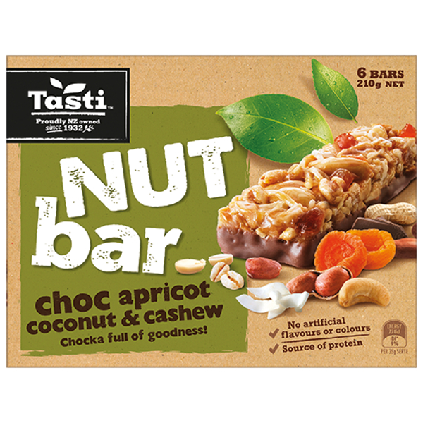 Tasti Nut Bar Choc Apricot Coconut & Cashew Bars 6pk