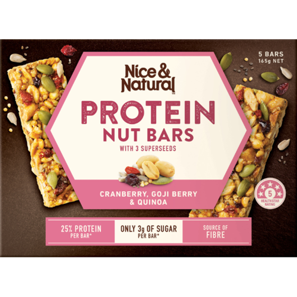 Nice &amp; Natural Cranberry Goji Berry & Quinoa Protein Nut Bars 5pk