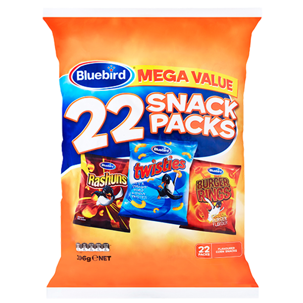 Bluebird Mega Value Flavoured Corn Snack Packs 22pk