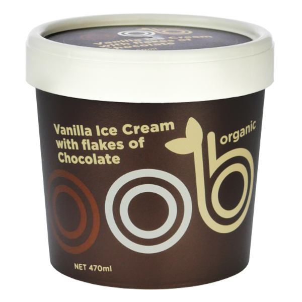 Oob Organic Vanilla Ice Cream With Flakes Of Chocolate 470ml