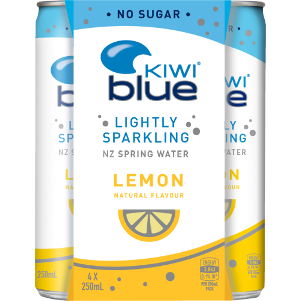 Kiwi Blue Lemon Lightly Sparkling NZ Spring Water 4pk