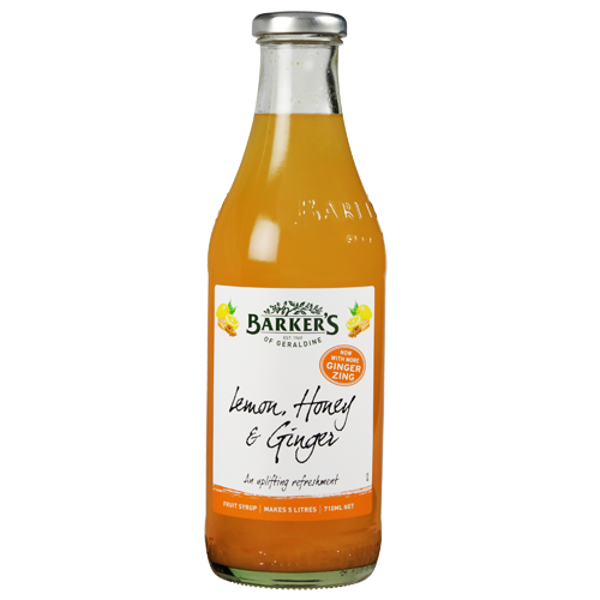 Barker's Lemon Honey & Ginger Fruit Syrup 710ml