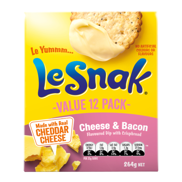 Le Snak Cheese & Bacon Flavoured Dip With Crispbread 264g
