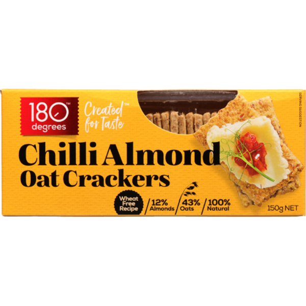 180 Degrees Chilli Almond Oat Crackers 150g