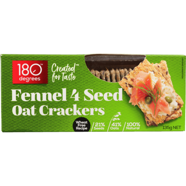 180 Degrees Fennel 4 Seed Oat Crackers 135g