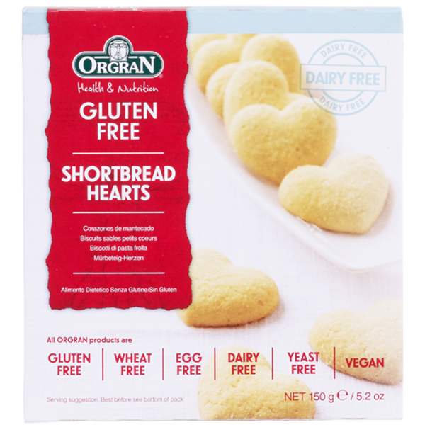 Orgran Gluten Free Shortbread Hearts 150g