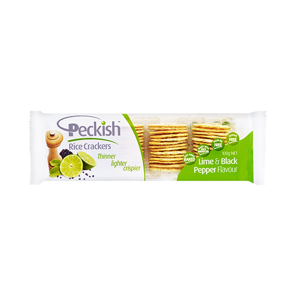 Peckish Thins Rice Crackers Lime & Black Pepper 100g Prices FoodMe