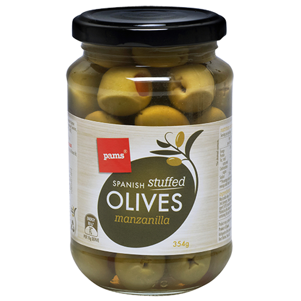 Pams Stuffed Green Olives 354g