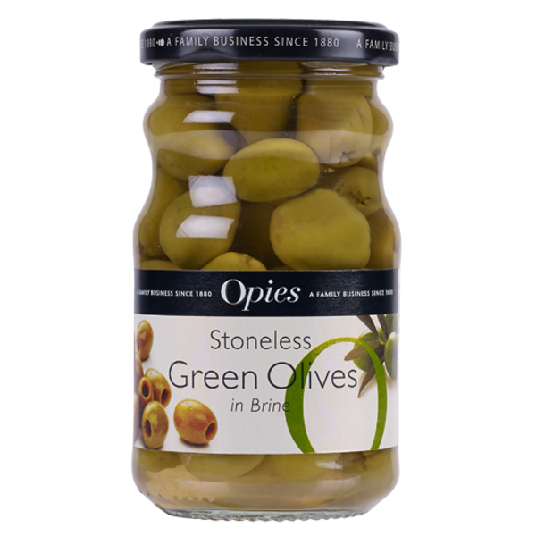 Opies Stoneless Green Olives In Brine 227g