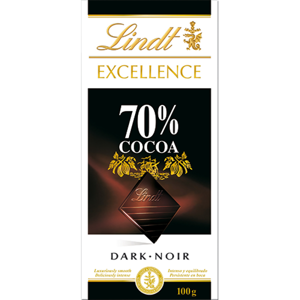 Lindt Excellence 70% Cocoa Dark Chocolate Block 100g
