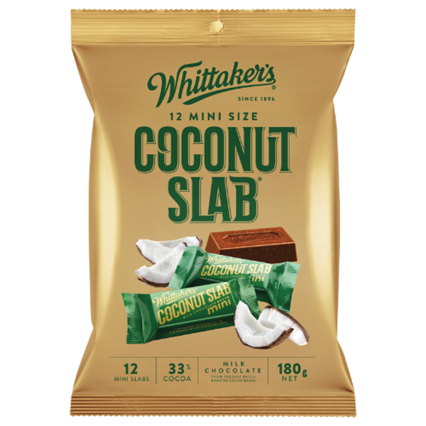 Whittaker's Mini Size Coconut Slab Chocolate Bars 12pk