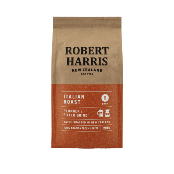 Robert Harris Italian Roast Plunger Filter Grind 100% Arabica Fresh Coffee 200g