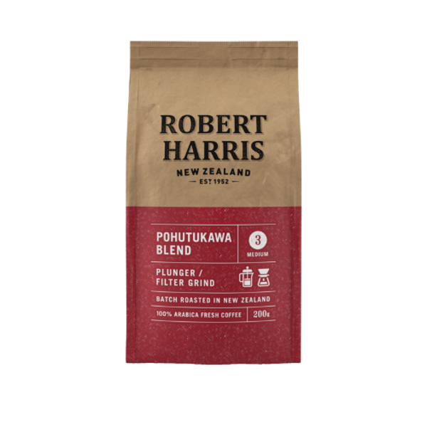 Robert Harris Pohutakawa Blend Plunger Filter Grind 100% Arabica Fresh Coffee 200g