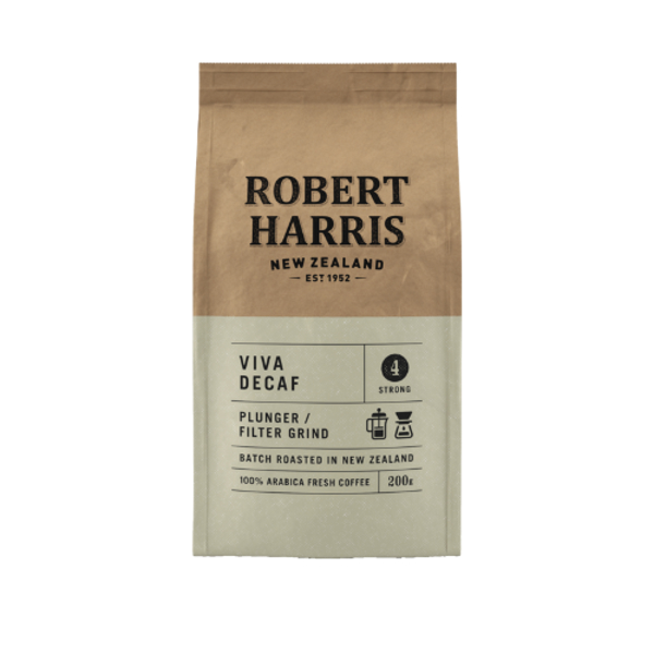 Robert Harris Viva Decaf Plunger Filter Grind 100% Arabica Fresh Coffee 200g
