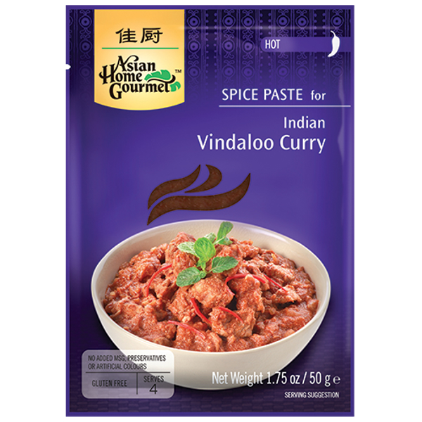 Asian Home Gourmet Spice Paste Indian Vindaloo Curry Hot Gluten Free 50g