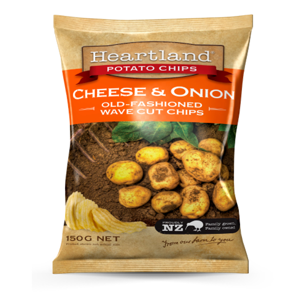 Heartland Cheese & Onion Potato Chips 150g
