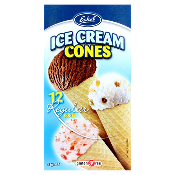Eskal Ice Cream Cones 12 Regular Cones 12ea