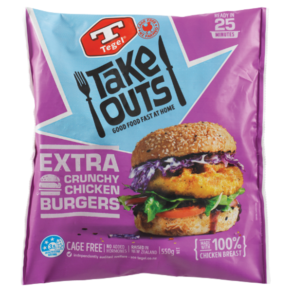 Tegel Take Outs Extra Crunchy Chicken Burgers 550g Prices - FoodMe