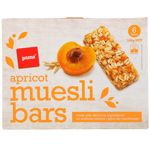 Pams Apricot Muesli Bars 6 Bars 6pk