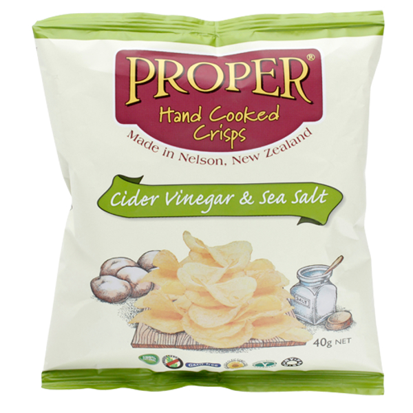 Proper Hand Cooked Cider Vinegar & Sea Salt Potato Crisps 40g