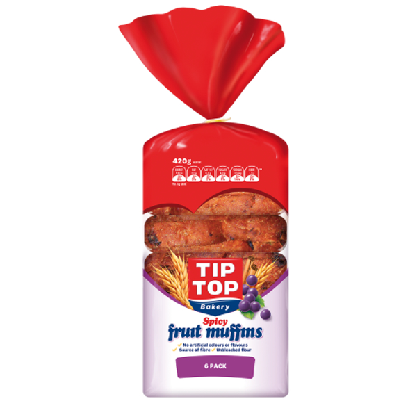 Tip Top Spicy Fruit Muffins 6ea