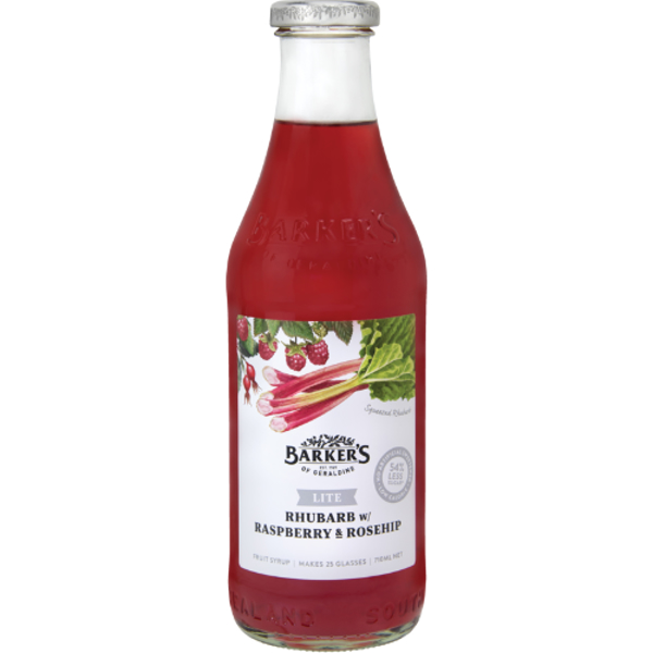 Barker's Lite Rhubarb With Raspberry & Rosehip Fruit Syrup 710ml