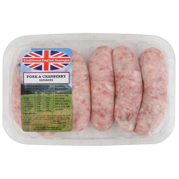 Butchery Pork & Cranberry English Sausages 1kg