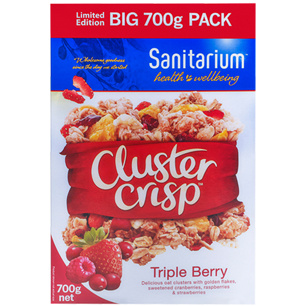 Sanitarium Cluster Crisp Triple Berry Breakfast Cereal 700g