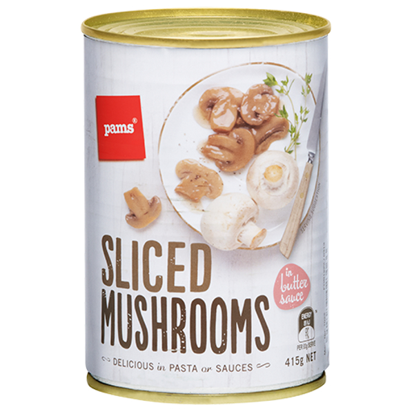 Pams Sliced Mushrooms In Sauce 400g