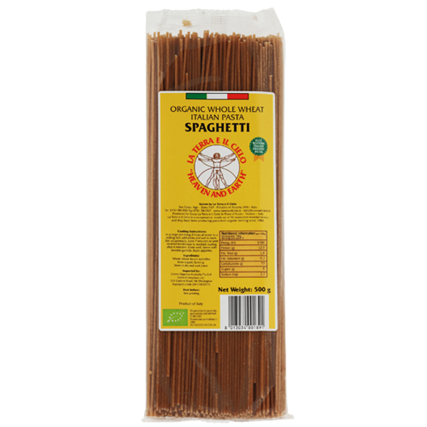La Terra E Il Cielo Organic Whole Wheat Italian Spaghetti Pasta 500g