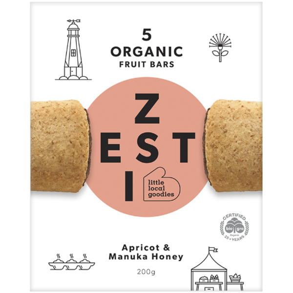 Zesti Apricot & Manuka Honey Organic Fruit Bars 5ea
