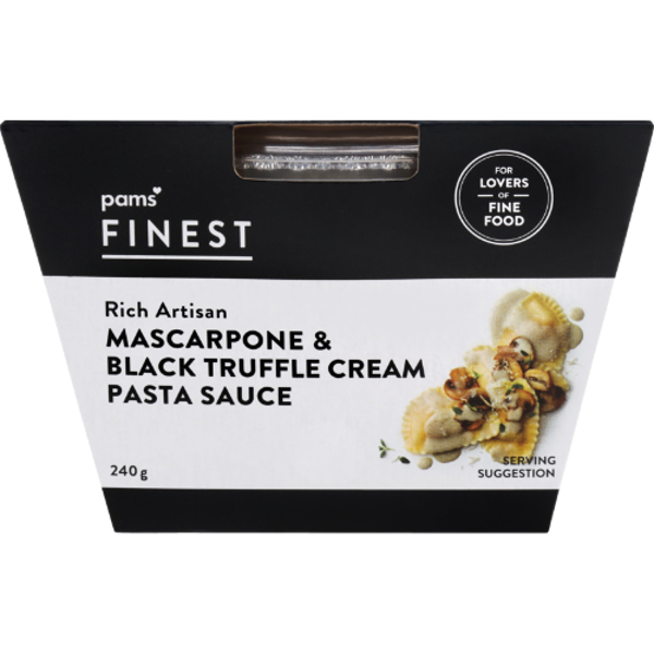 Pams Finest Rich Artisan Mascarpone & Black Truffle Cream Pasta Sauce 240g