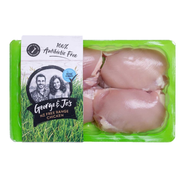 George & Jo's Free Range Skinless Chicken Thigh Fillet 1kg