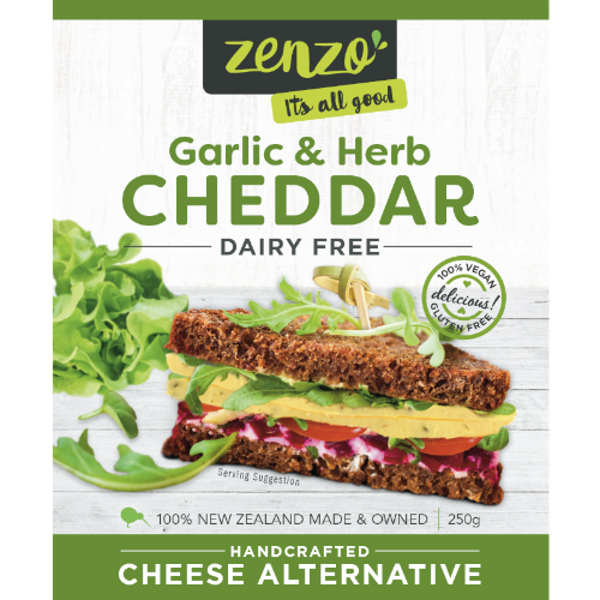 Zenzo Dairy Free Garlic & Herb Handcrafted Cheese Alternative 250g