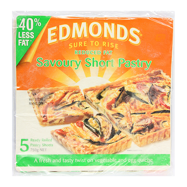 Edmonds Savoury Short Pastry Reduced Fat 750g 5 sheets