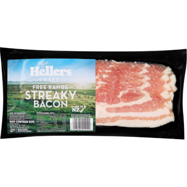 Hellers Craft Free Range Streaky Bacon 200g