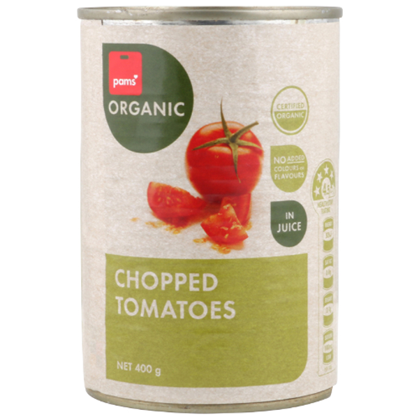 Pams Organic Chopped Tomatoes In Juice 400g