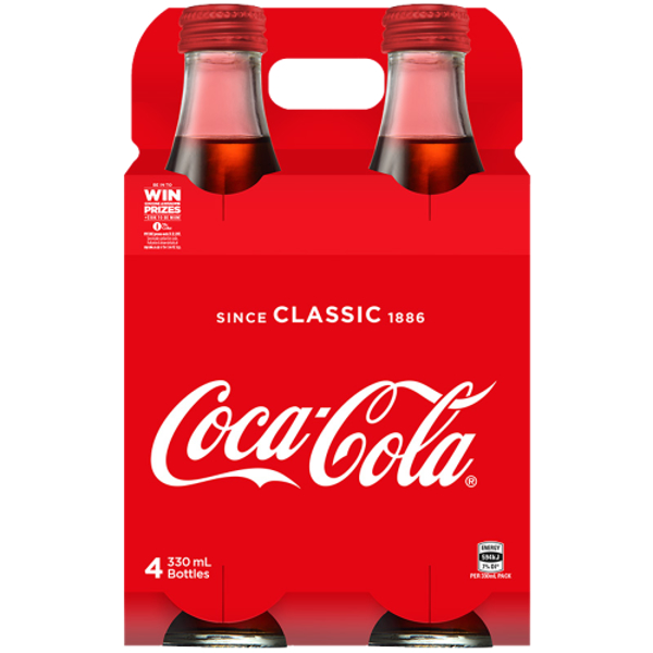 Coca Cola Soft Drink Glass Bottles 4pk