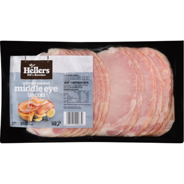 Hellers Manuka Smoked Middle Eye Bacon 500g