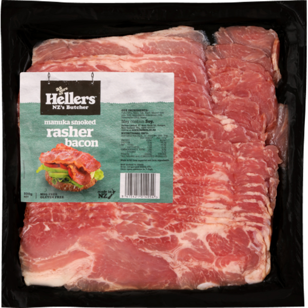 Hellers Manuka Smoked Rasher Bacon 800g