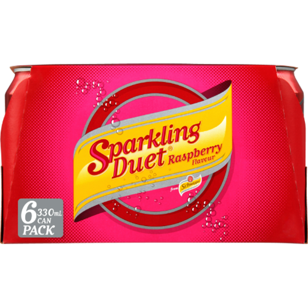 Schweppes Sparkling Duet Raspberry Soft Drink Cans