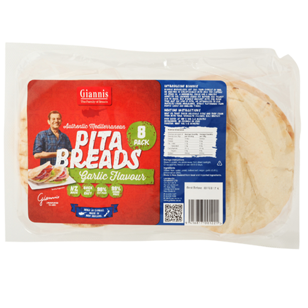 Giannis Garlic Pita Bread 8 Pack 8ea