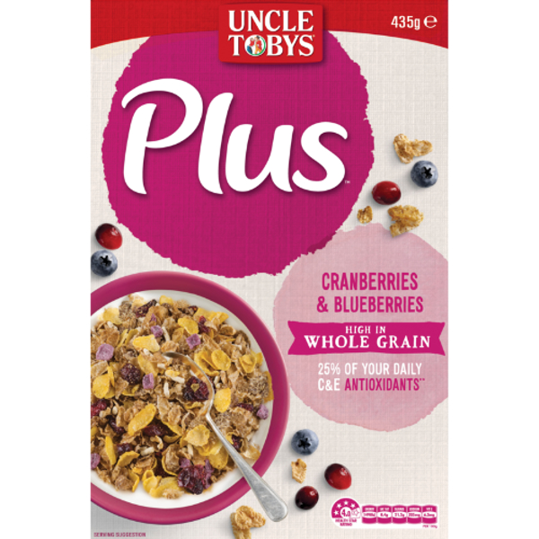 Uncle Tobys Plus Antioxidants Cranberries & Blueberries Breakfast Cereal 435g