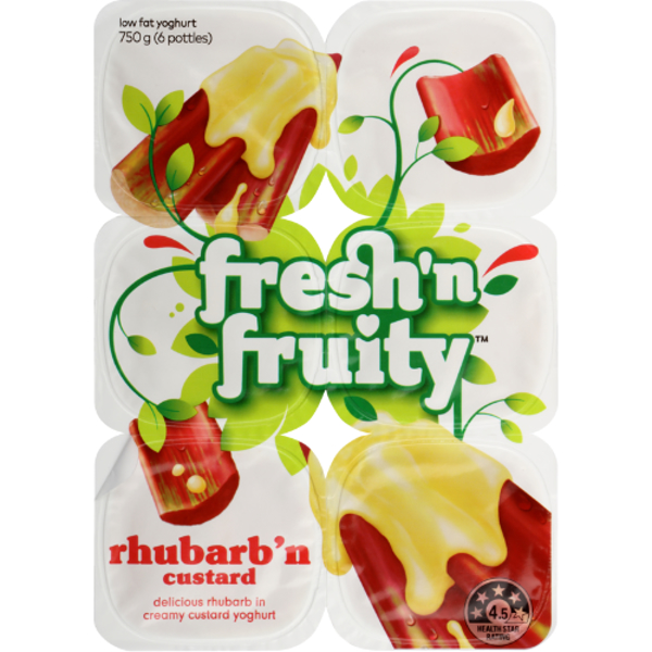Freshn Fruity Rhubarb Custard Yoghurt 6 Pack