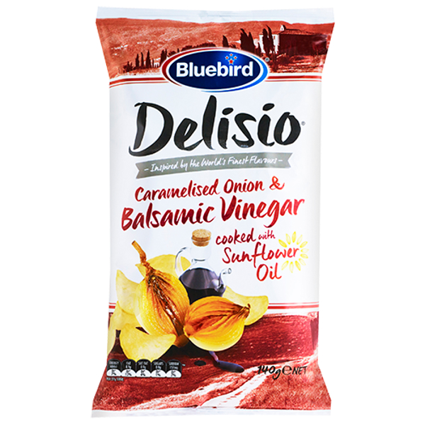 Bluebird Delisio Caramelised Onion & Balsamic Vinegar Potato Chips 150g
